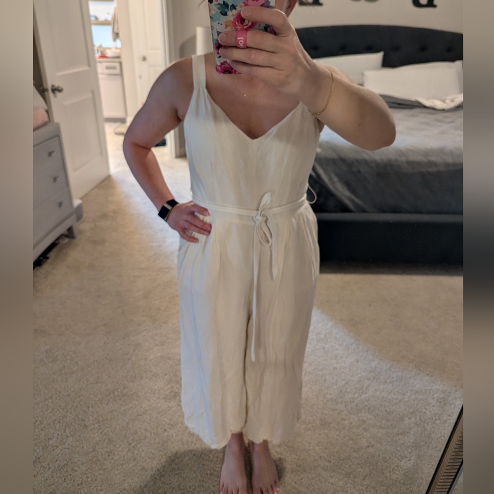 LOFT White Linen Jumpsuit - Picture 6 of 7
